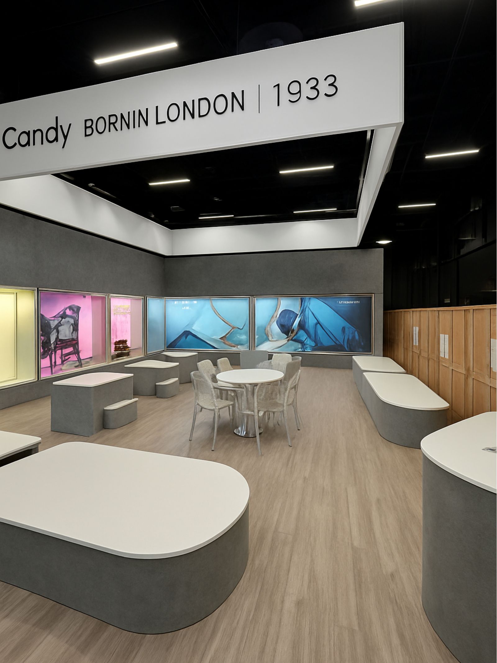 Beursstand voor iCandy met maatwerk presentatiemeubels en merkpanelen